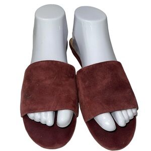 Splendid Women's Slide On Sandals Size 8.5 Suede Upper Plum Flats Low Heel